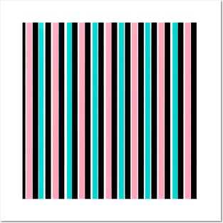 Black Pink and Blue Stripes Posters and Art